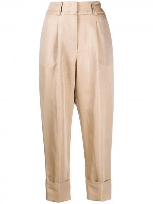 Укороченные брюки со складками Peserico. Цвет: нейтральные цвета