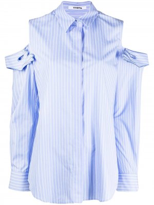 Полосатая рубашка с открытыми плечами Vivetta. Цвет: синий