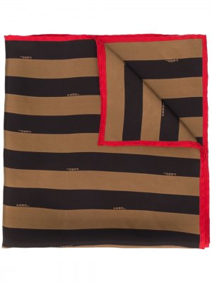 Полосатый платок c логотипом Fendi. Цвет: черный