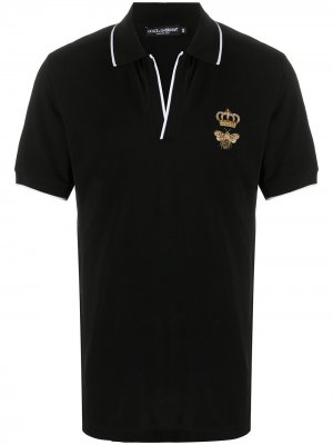 Рубашка поло с вышивкой Dolce & Gabbana. Цвет: черный