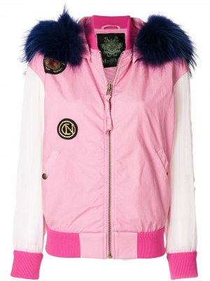 Куртка-бомбер с нашивками Mr & Mrs Italy. Цвет: розовый