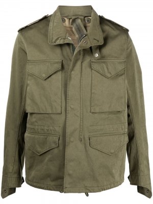 Куртка в стиле милитари с потайным капюшоном Ten C. Цвет: зеленый