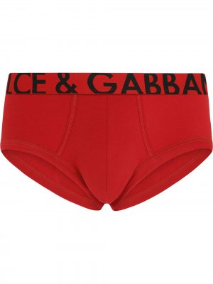 Трусы-брифы с логотипом Dolce & Gabbana. Цвет: красный