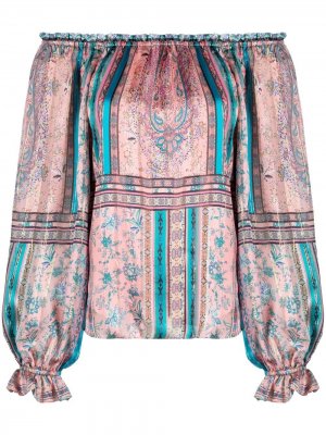 Блузка с открытыми плечами и принтом пейсли Hale Bob. Цвет: розовый