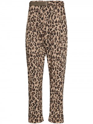 Зауженные брюки с леопардовым принтом Sacai. Цвет: нейтральные цвета