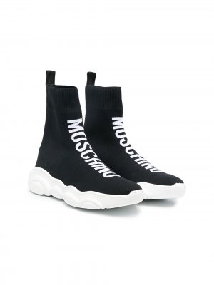 Кроссовки-носки с логотипом Moschino Kids. Цвет: черный