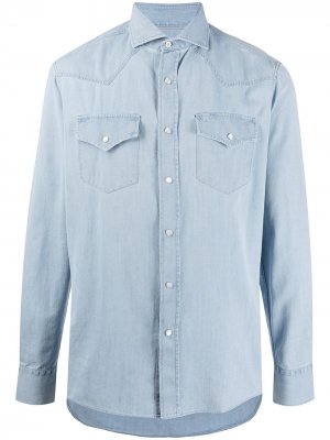 Джинсовая рубашка в стиле вестерн Brunello Cucinelli. Цвет: синий