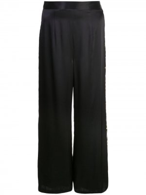 Широкие брюки с вышивкой Josie Natori Couture. Цвет: черный