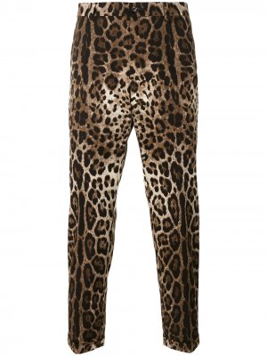 Брюки с леопардовым принтом Dolce & Gabbana. Цвет: коричневый