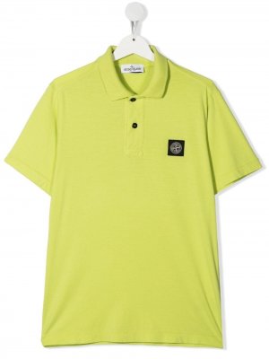 Рубашка поло с нашивкой-логотипом Stone Island Junior. Цвет: зеленый