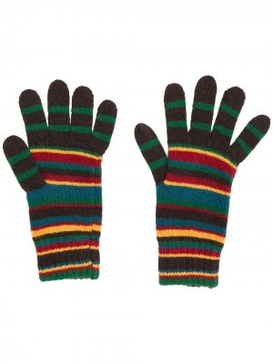 Striped knit gloves PAUL SMITH. Цвет: коричневый