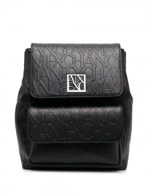 Рюкзак из искусственной кожи с тисненым логотипом Armani Exchange. Цвет: черный