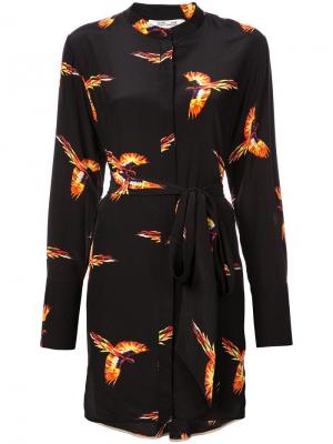 Платье-рубашка с принтом птиц Dvf Diane Von Furstenberg. Цвет: черный