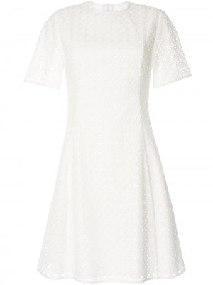 Расклешенное платье с перфорацией CK Calvin Klein. Цвет: белый