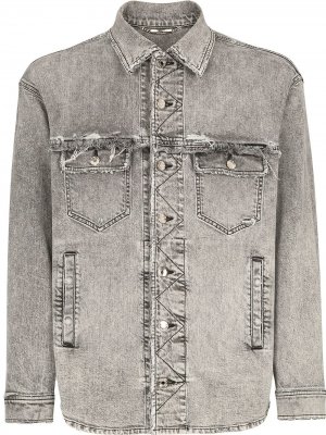 Джинсовая куртка-рубашка с эффектом потертости Dolce & Gabbana. Цвет: серый