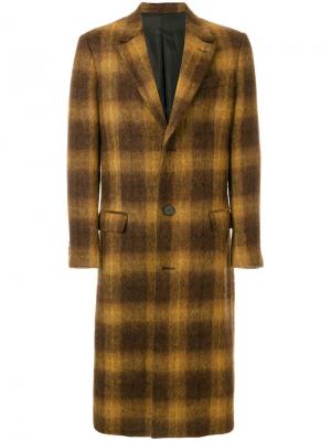 Длинное пальто на трех пуговицах AMI Paris. Цвет: коричневый