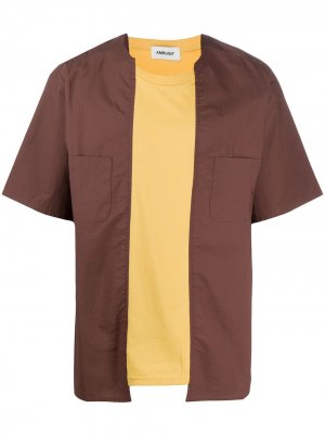 Двухцветная футболка со вставками AMBUSH. Цвет: коричневый