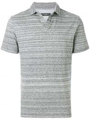 Рубашка-поло в стиле casual с полосатым узором Paolo Pecora. Цвет: серый