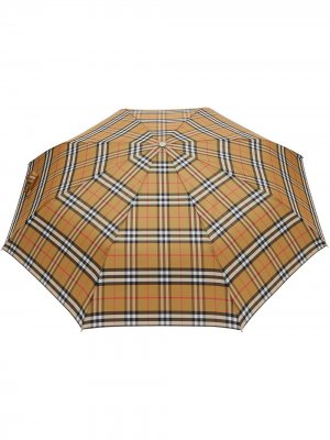 Складной зонт в клетку Vintage Check Burberry. Цвет: коричневый