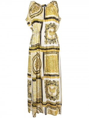 Пляжная накидка с узором Greca Versace. Цвет: белый