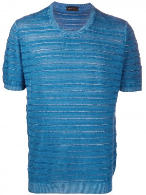 Трикотажная футболка в полоску Roberto Collina. Цвет: синий