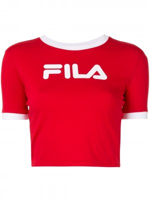 Укороченная футболка с логотипом Fila. Цвет: красный