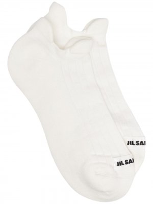 Носки в рубчик с нашивкой-логотипом Jil Sander. Цвет: белый
