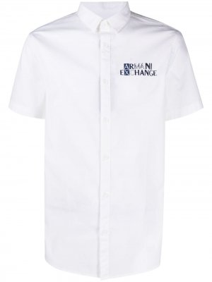 Рубашка с короткими рукавами и логотипом Armani Exchange. Цвет: белый