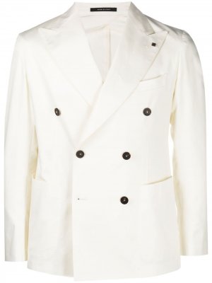 Двубортный пиджак Tagliatore. Цвет: белый