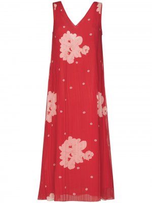 Платье миди с цветочным принтом GANNI. Цвет: красный