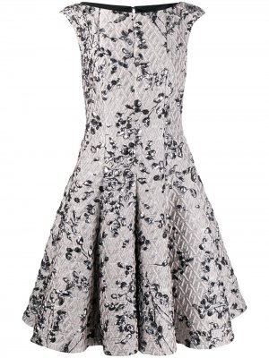 Жаккардовое платье с расклешенной юбкой Talbot Runhof. Цвет: нейтральные цвета
