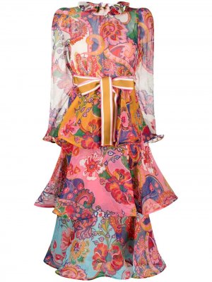 Платье с цветочным принтом Zimmermann. Цвет: нейтральные цвета