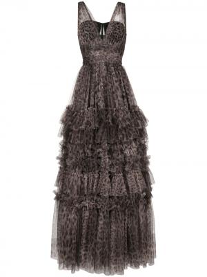Вечернее платье с леопардовым принтом Dolce & Gabbana. Цвет: коричневый