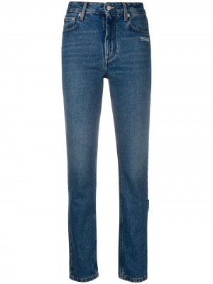 Прямые джинсы с вышитым логотипом Off-White. Цвет: синий