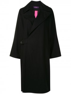 Ys длинное пальто со смещенной застежкой Y's. Цвет: черный