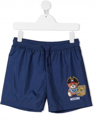Плавки-шорты с принтом Pirate Teddy Bear Moschino Kids. Цвет: синий
