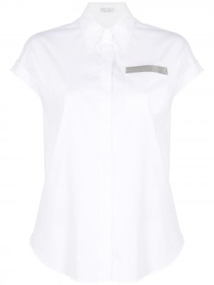Рубашка с короткими рукавами и блестками Brunello Cucinelli. Цвет: белый