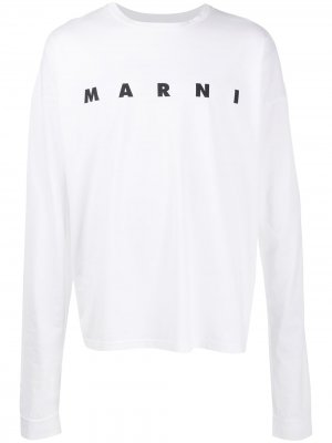 Logo print long sleeve T-shirt Marni. Цвет: белый