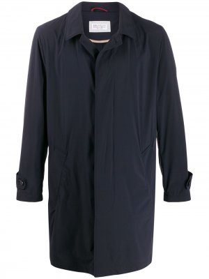 Однобортное пальто миди Brunello Cucinelli. Цвет: синий