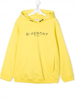 Худи с вышитым логотипом Givenchy Kids. Цвет: желтый