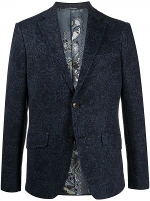 Однобортный пиджак с узором пейсли Etro. Цвет: синий
