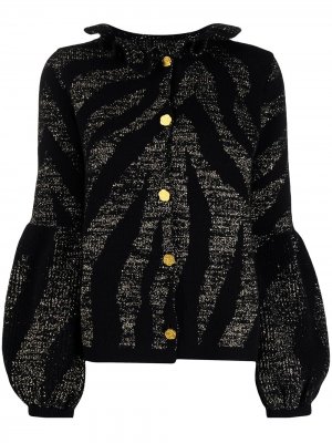 Трикотажная куртка с зебровым узором AMI AMALIA. Цвет: черный