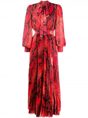 Длинное платье со змеиным принтом MSGM. Цвет: красный