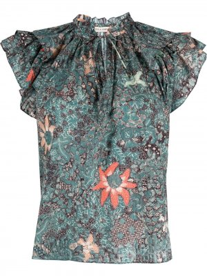Блузка с цветочным принтом Ulla Johnson. Цвет: синий