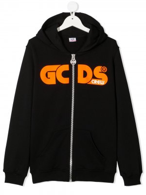 Худи на молнии с логотипом Gcds Kids. Цвет: черный