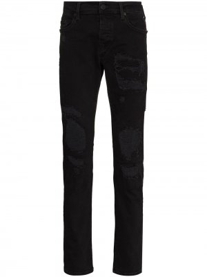 Узкие джинсы Rocco с эффектом потертости True Religion. Цвет: черный