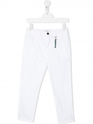 Декорированные брюки чинос Dondup Kids. Цвет: белый