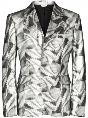 Пиджак с абстрактным принтом Comme Des Garçons Homme Plus. Цвет: серебристый