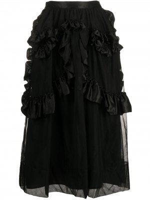 Сетчатая юбка с оборками Simone Rocha. Цвет: черный