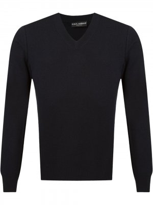 Кашемировый свитер с V-образным вырезом Dolce & Gabbana. Цвет: синий